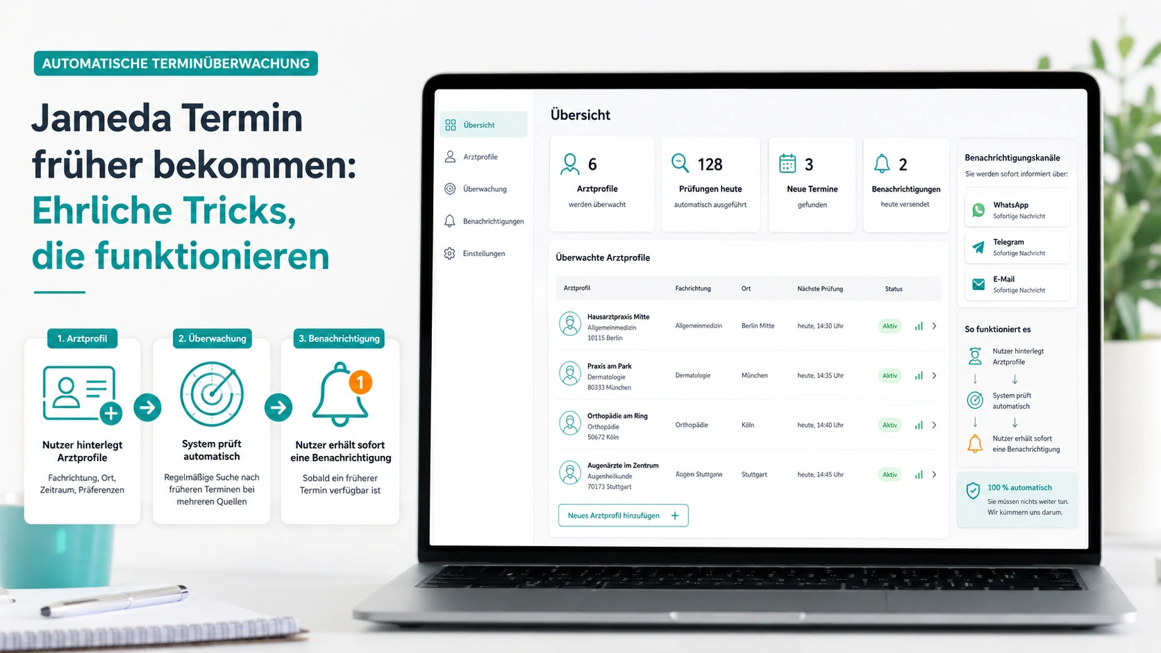 Automatische Überwachung von Jameda- und Doctolib-Terminen mit Benachrichtigung